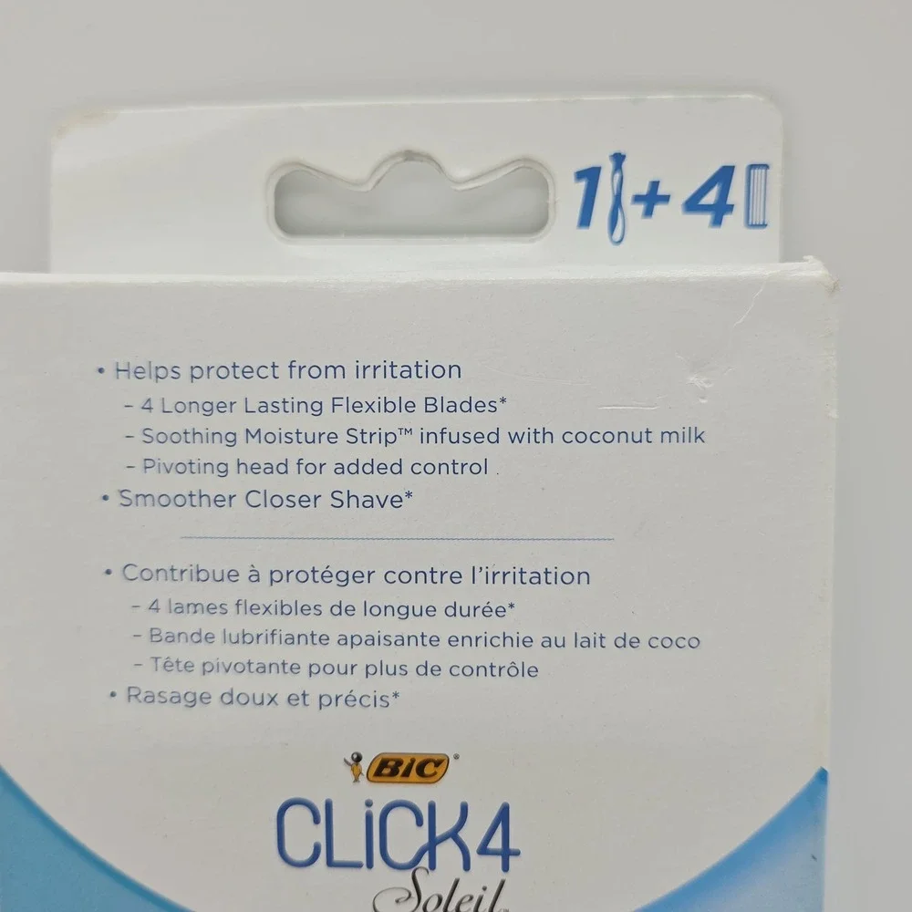 BIC Click4 Soleil Women's Razor + 4 Flexible Blade Cartridges – Smooth Shave